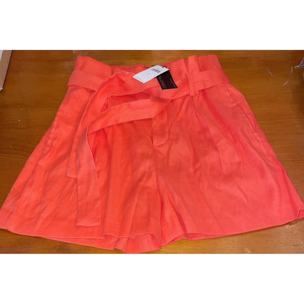 Banana Republic Size 6 Orange Shorts With Belt Tie Pleats Pockets NWT